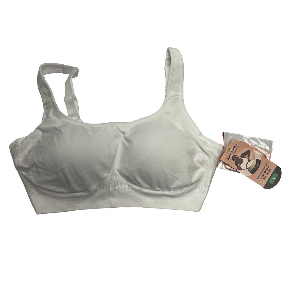 Shapermint Everyday Comfort Straps Wireless Shaping Bra White #10024 Womens Sz L